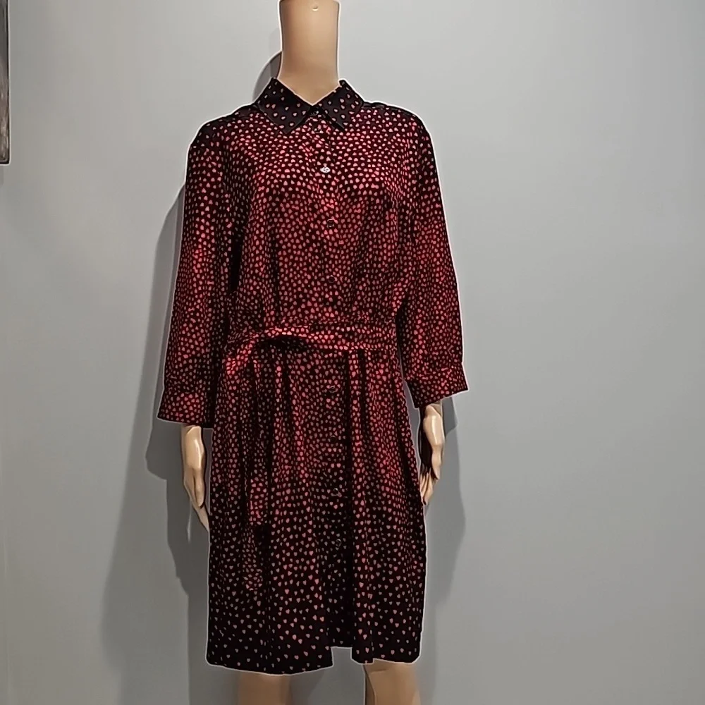 New York & Company Black & Red Shirt Dress Size XL